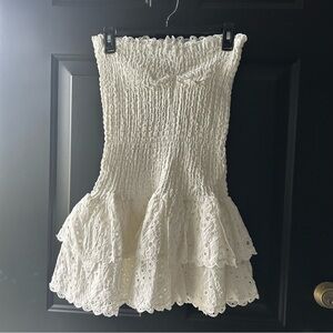 White Lace Strapless Dress Women’s | Size M
